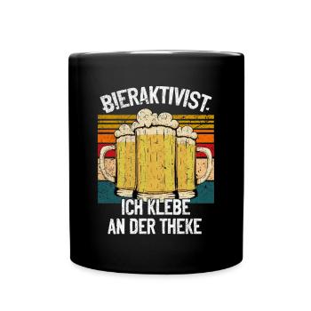 Bieraktivist ich klebe an der Theke – Partyspaß - Tasse einfarbig - Schwarz - Vorne