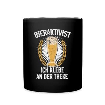 Bieraktivist ich klebe an der Theke – Partyspaß - Tasse einfarbig - Schwarz - Vorne