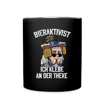 Bieraktivist ich klebe an der Theke – Partyspaß - Tasse einfarbig - Schwarz - Vorne