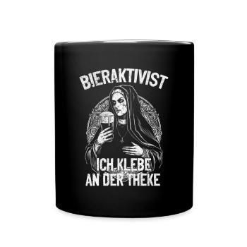 Bieraktivist ich klebe an der Theke – Partyspaß - Tasse einfarbig - Schwarz - Vorne