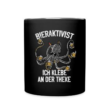 Bieraktivist ich klebe an der Theke – Partyspaß - Tasse einfarbig - Schwarz - Vorne