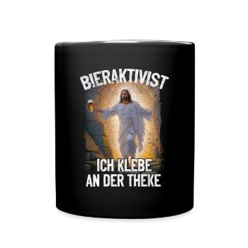 Bieraktivist ich klebe an der Theke – Partyspaß - Tasse einfarbig - Schwarz - Vorne