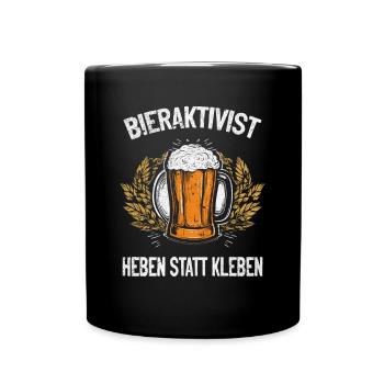 Bieraktivist Heben statt Kleben – Partyspaß - Tasse einfarbig - Schwarz - Vorne