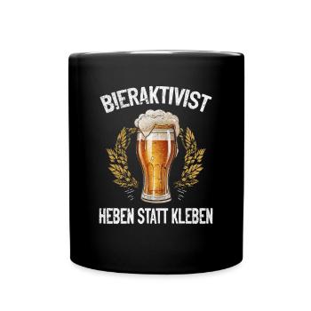 Bieraktivist Heben statt Kleben – Partyspaß - Tasse einfarbig - Schwarz - Vorne