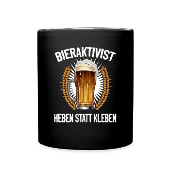 Bieraktivist Heben statt Kleben – Partyspaß - Tasse einfarbig - Schwarz - Vorne