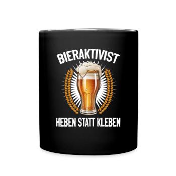 Bieraktivist Heben statt Kleben – Partyspaß - Tasse einfarbig - Schwarz - Vorne
