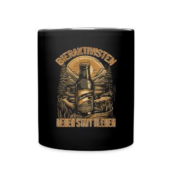 Bieraktivisten Heben statt Kleben - Bierliebhaber - Tasse einfarbig - Schwarz - Vorne