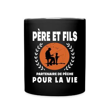 Father Son Fishing Vintage Retro Dad Fisherman - Full Colour Mug - black - Front