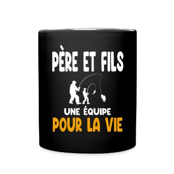 Fishing Father and Son Team Life Dad Fisherman - Full Colour Mug - black - Front