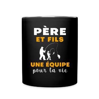 pêche père et fils papa pêcheur - Mug uni - noir - Devant