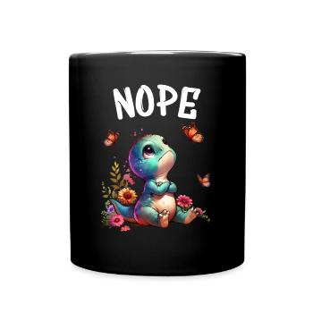 Dinosaur Saying Nope for Boys and Girls - Full Colour Mug - black - Front