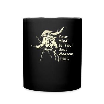 Samurai Ronin Schwertkampf Krieger Geschenk - Tasse einfarbig - Schwarz - Vorne