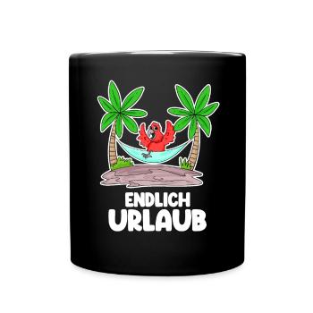 Urlaub Ferien Frei - Tasse einfarbig - Schwarz - Vorne