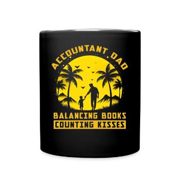 Buchhalter Papa balanciert Bücher zählen Küsse - Tasse einfarbig - Schwarz - Vorne