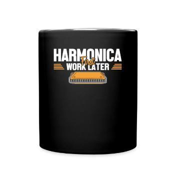 Mundharmonika erstes Werk, später Harmonist Harmonicist - Tasse einfarbig - Schwarz - Vorne