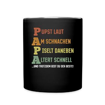 PAPA – farts loudly, snoring, next to it - Full Colour Mug - black - Front