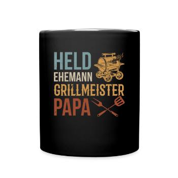 Hero, husband, grill master, dad - Full Colour Mug - black - Front