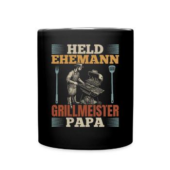 Hero, husband, grill master, dad - Full Colour Mug - black - Front