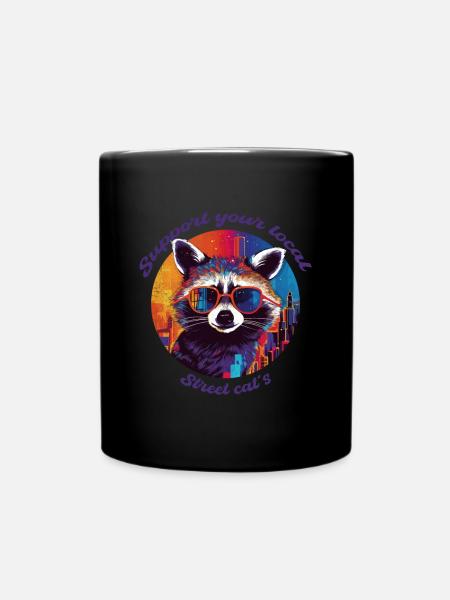 Street Cats, Waschbär, Local, Geschenk, Katze - Tasse einfarbig - Schwarz
