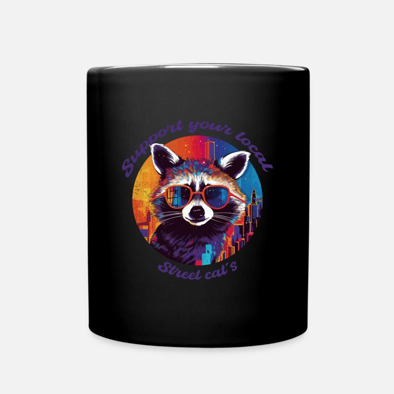 Street Cats, Waschbär, Local, Geschenk, Katze - Tasse einfarbig - Schwarz
