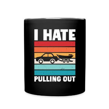 Funny boat boat captain pulling out - Full Colour Mug - black - Front