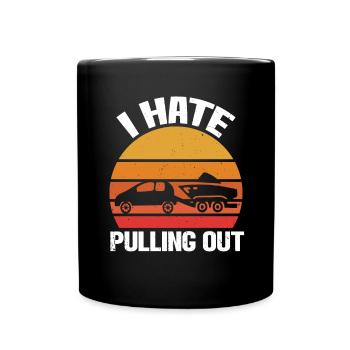 Funny boat boat captain pulling out - Full Colour Mug - black - Front