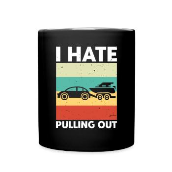 Funny boat boat captain pulling out - Full Colour Mug - black - Front