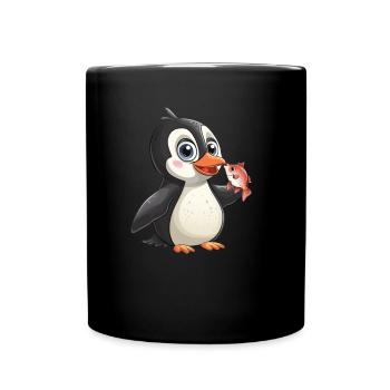 Pinguin Kawaii Pinguin Niedlich - Tasse einfarbig - Schwarz - Vorne