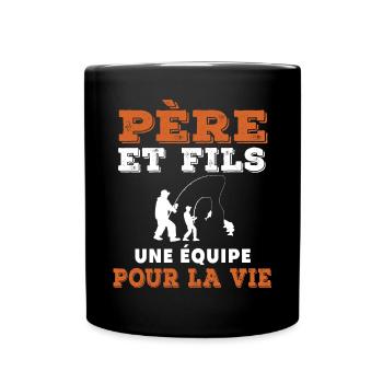 Father and Son Fishing Team Life Dad Fisherman - Full Colour Mug - black - Front