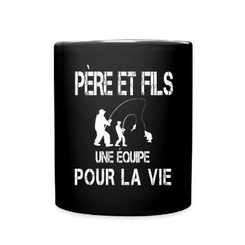 Father and Son Fishing Dad Fisherman - Full Colour Mug - black - Front