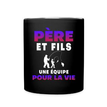 Father Son Fishing Team for Life Dad Fisherman - Full Colour Mug - black - Front