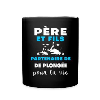 plongée père et fils papa plongeur - Mug uni - noir - Devant