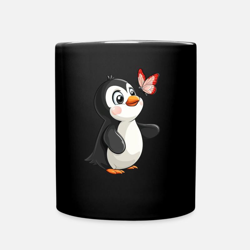 Pinguin Schmetterling Kawaii Pinguin Niedlich - Tasse einfarbig - Schwarz