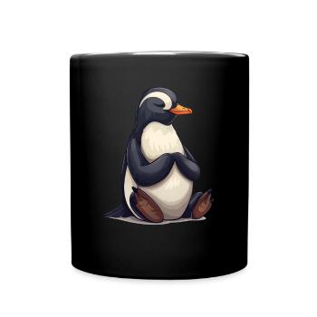 Penguin Meditate Kawaii Penguin Cute - Full Colour Mug - black - Front