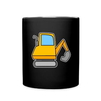 Excavator Motif - Full Colour Mug - black - Front