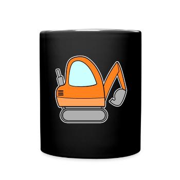 Bagger Baustelle Baggerfahrer - Tasse einfarbig - Schwarz - Vorne