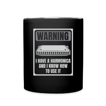 Ich habe eine Mundharmonika und weiß, wie man sie benutzt - Tasse einfarbig - Schwarz - Vorne
