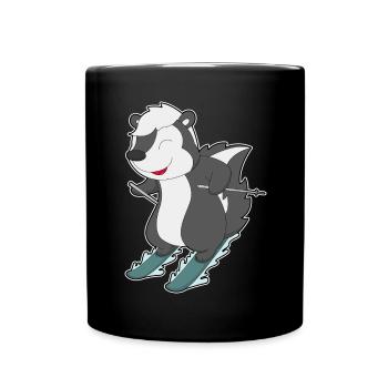 Stinktier Skifahrer Ski - Tasse einfarbig - Schwarz - Vorne
