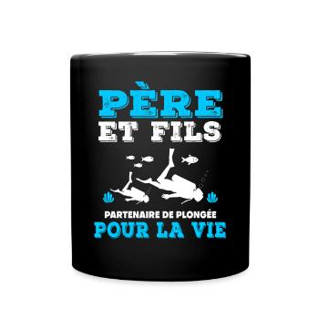 père et fils plongée partenaire papa plongeur père - Mug uni - noir - Devant