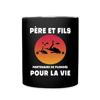 Father and Son Diving Retro Vintage Dad Diver - Full Colour Mug - black - Front