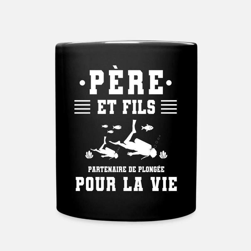 père fils plongée papa plongeur - Mug uni - noir