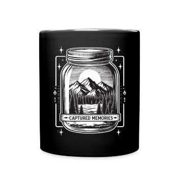 Mountain Landscape in Glass Outdoor Camping Nature Art - Full Colour Mug - black - Front