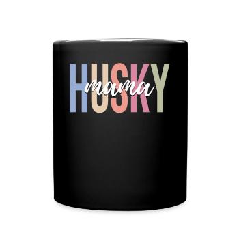 Siberian Husky Hundeliebhaber Mama - Tasse einfarbig - Schwarz - Vorne