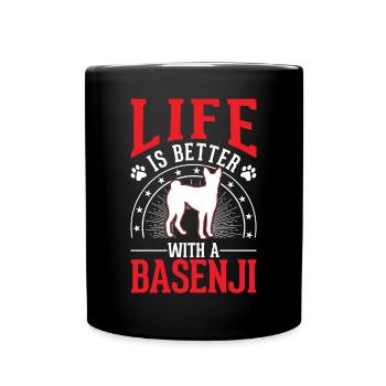 La vie est meilleure avec un Basenji - Mug uni - noir - Devant