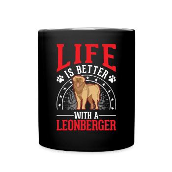 Life is better with a Leonberger - Full Colour Mug - black - Front