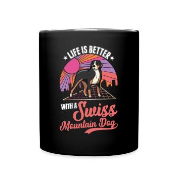 Life is better with a Mountain Dog - Full Colour Mug - black - Front