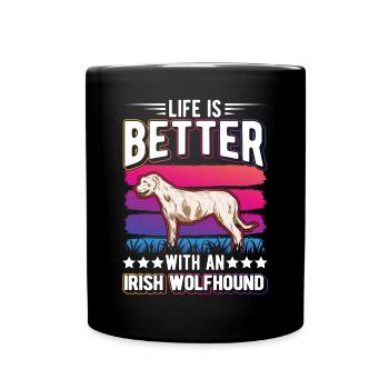 Irischer Wolfshund Irish Wolfhound - Tasse einfarbig - Schwarz - Vorne