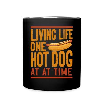 Hot Dog Adulte Vivre La Vie Un Chaud - Mug uni - noir - Devant