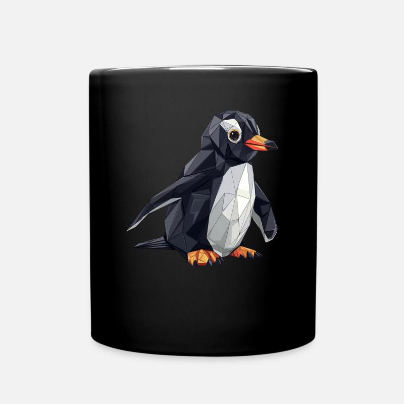 Pinguin Origami Kawaii Pinguin Niedlich - Tasse einfarbig - Schwarz