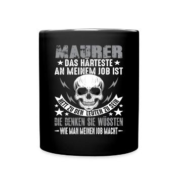 Maurer Hochbau Maurermeister Maurer Lustig - Tasse einfarbig - Schwarz - Vorne